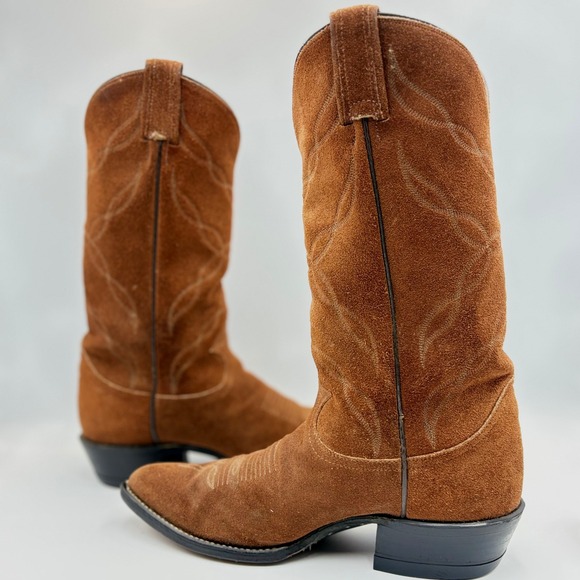 VTG Tony Lama 6995 Womens Sz 8D Brown Suede Roughout Western Cowboy Boots USA - Picture 13 of 15